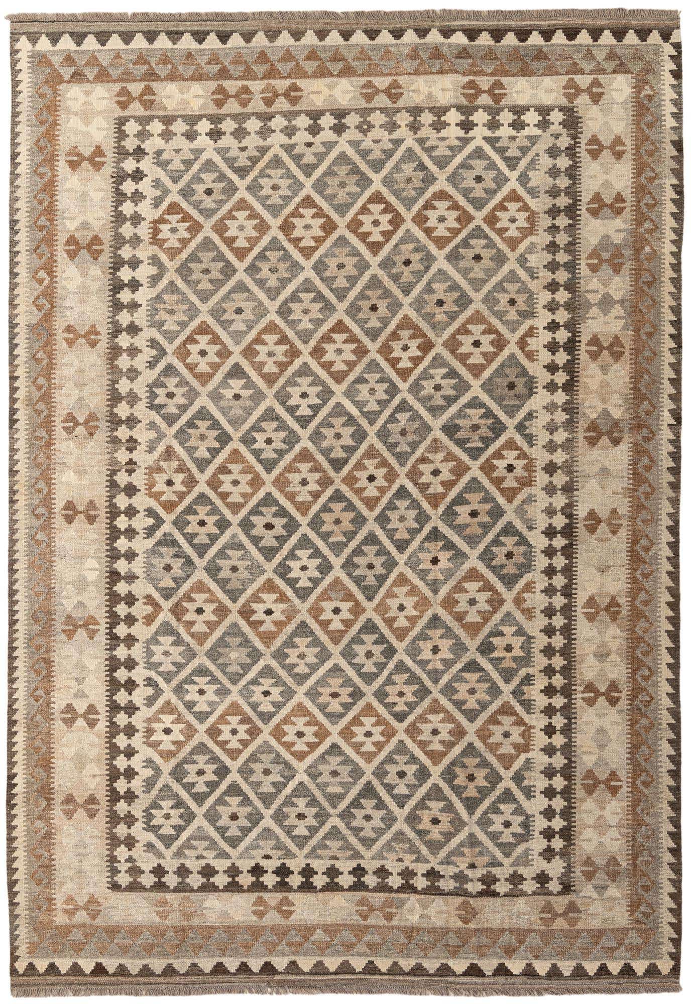 6' 9 x 9' 10 Hand Woven Kilim Maymana Wool Rug