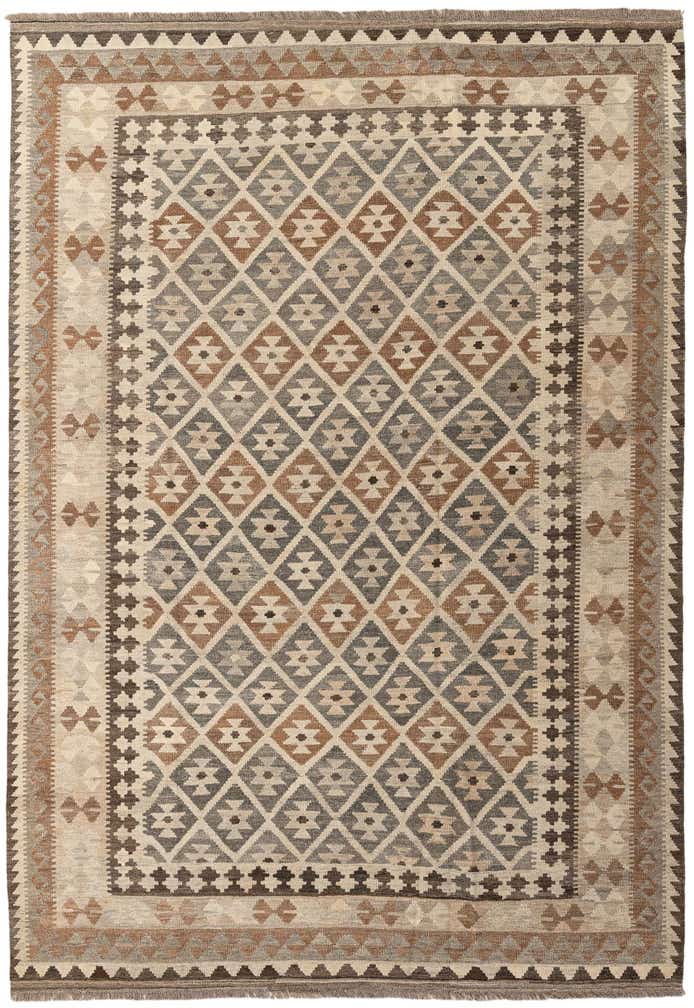 6' 9 x 9' 10 Hand Woven Kilim Maymana Wool Rug