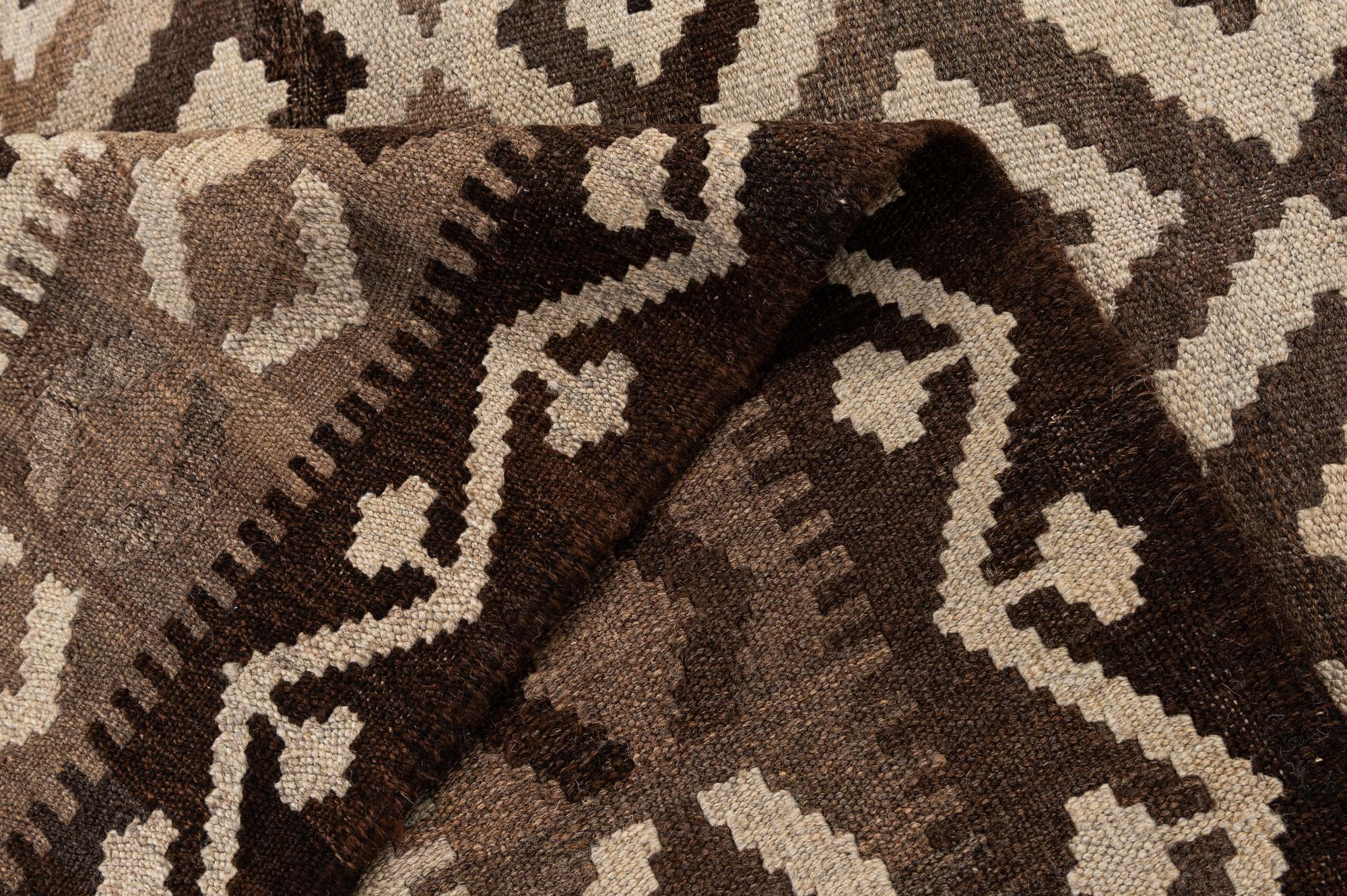 6' 5 x 9' 8 Hand Woven Kilim Maymana Wool Rug