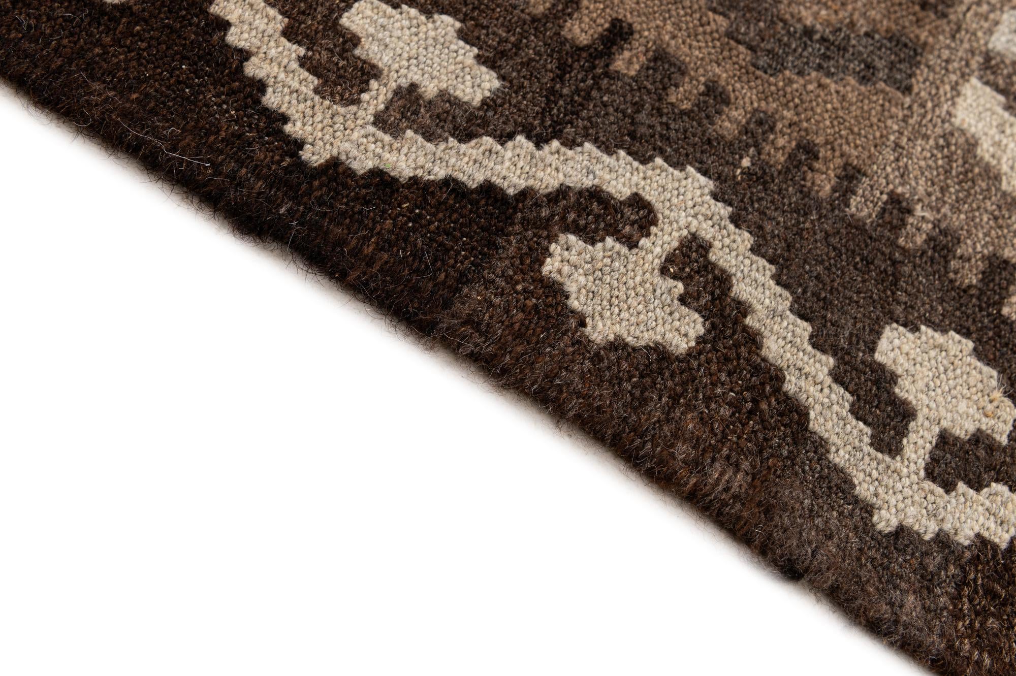 6' 5 x 9' 8 Hand Woven Kilim Maymana Wool Rug