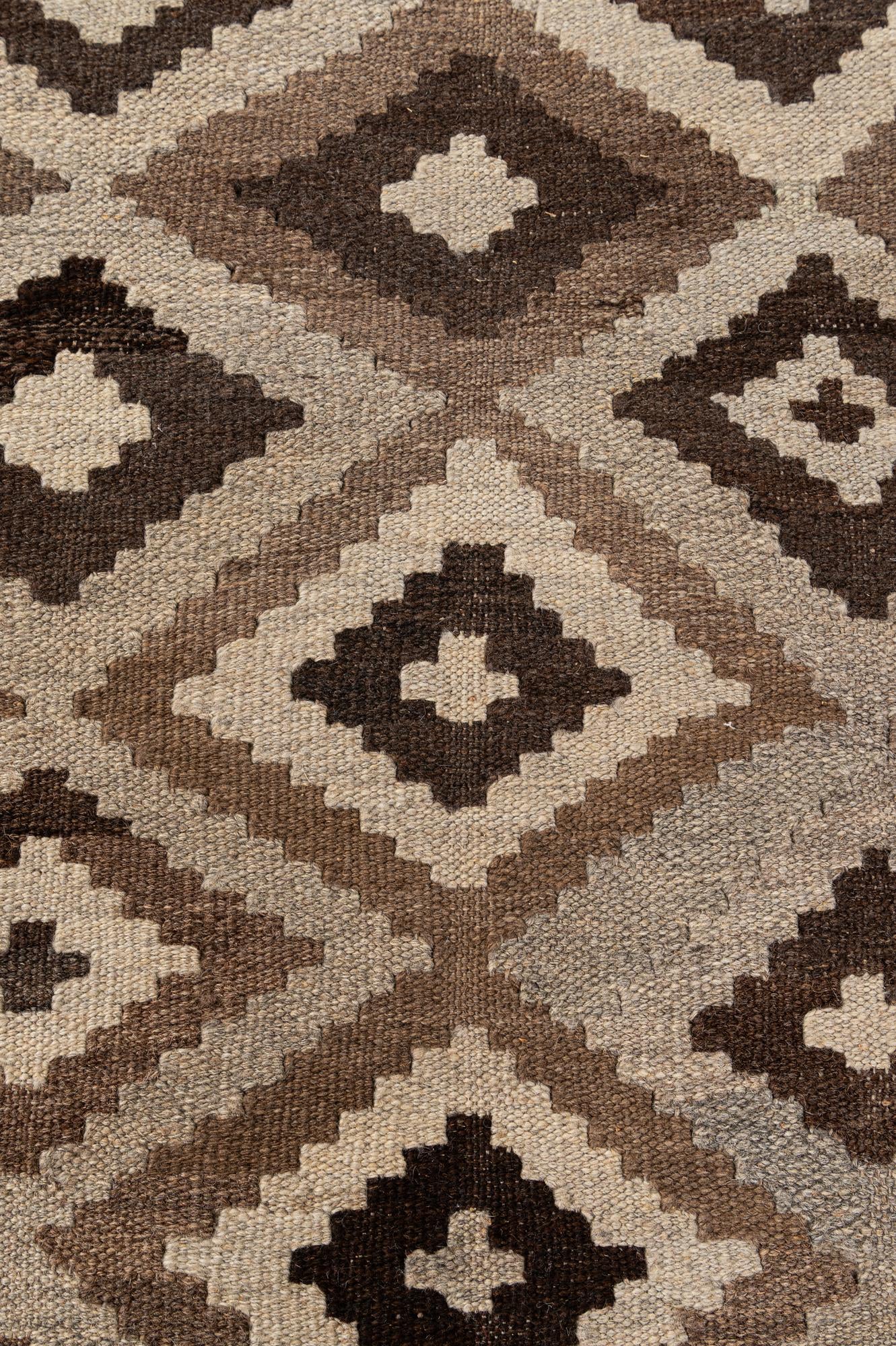 6' 5 x 9' 8 Hand Woven Kilim Maymana Wool Rug