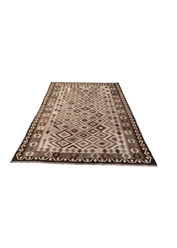 6' 5 x 9' 8 Hand Woven Kilim Maymana Wool Rug
