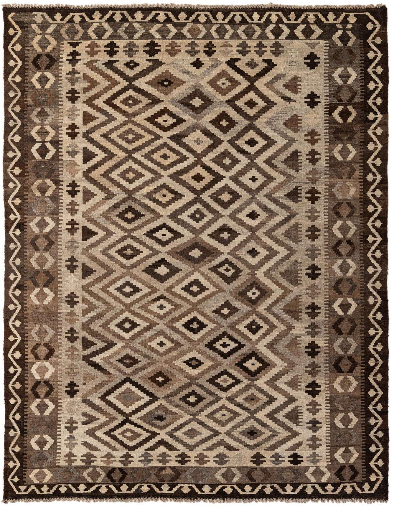 6' 5 x 9' 8 Hand Woven Kilim Maymana Wool Rug