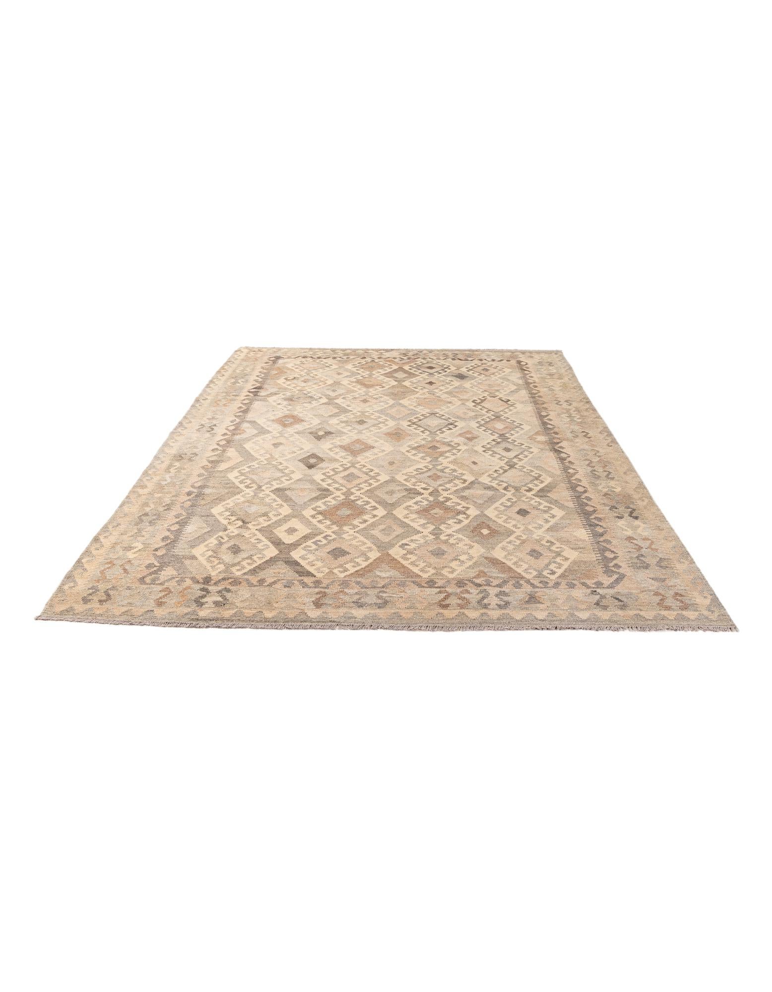 6' 9 x 10' Hand Woven Kilim Maymana Wool Rug