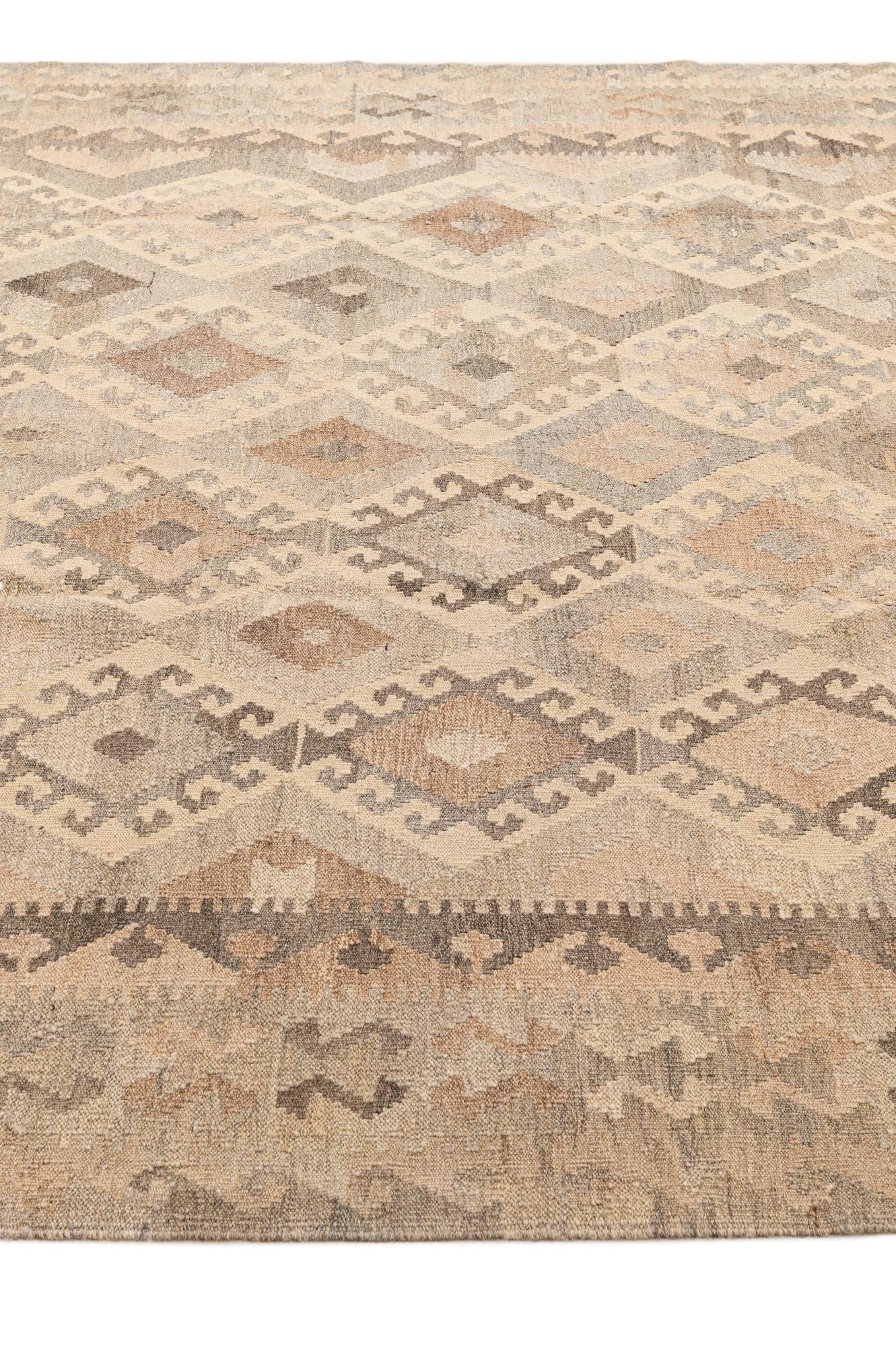6' 9 x 10' Hand Woven Kilim Maymana Wool Rug