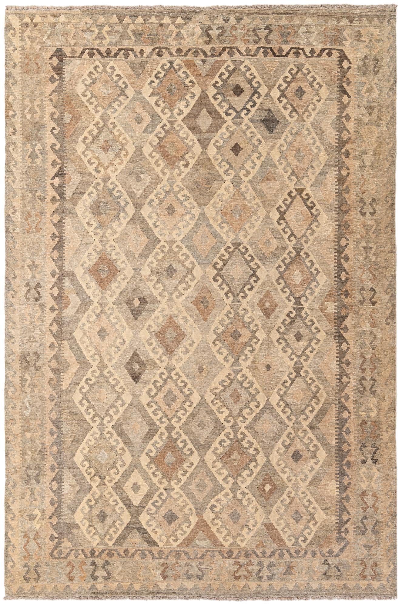 6' 9 x 10' Hand Woven Kilim Maymana Wool Rug
