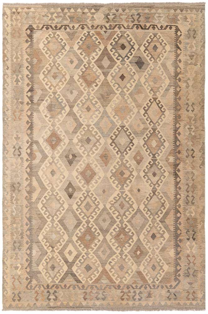 6' 9 x 10' Hand Woven Kilim Maymana Wool Rug