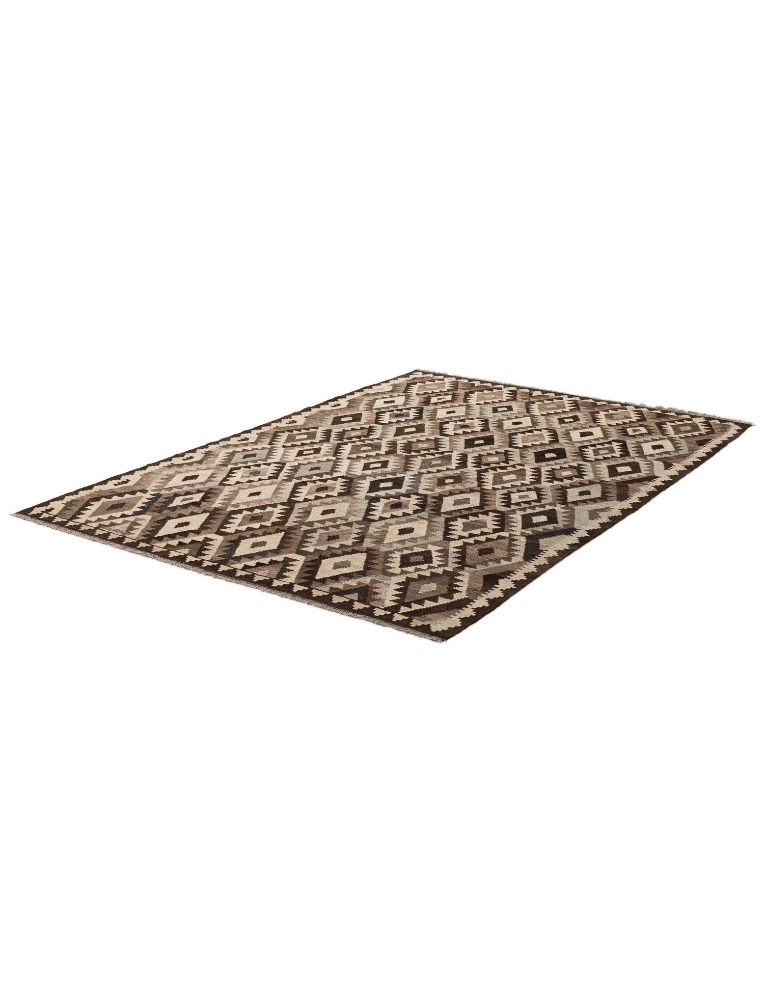 6' 8 x 9' 8 Hand Woven Kilim Maymana Wool Rug