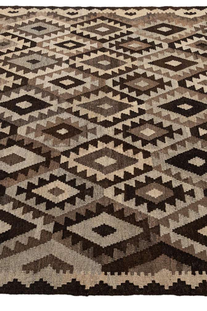 6' 8 x 9' 8 Hand Woven Kilim Maymana Wool Rug