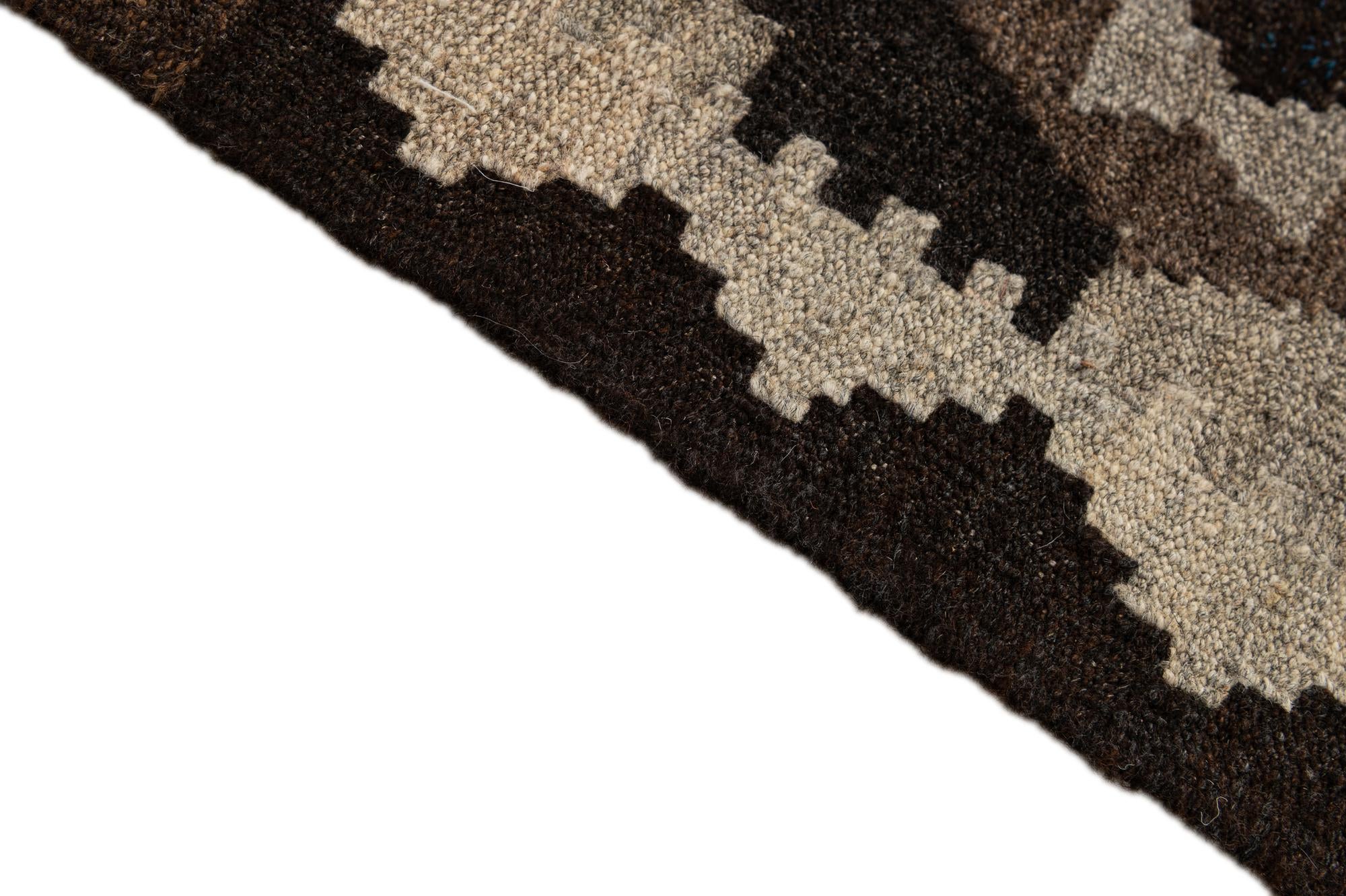6' 8 x 9' 8 Hand Woven Kilim Maymana Wool Rug