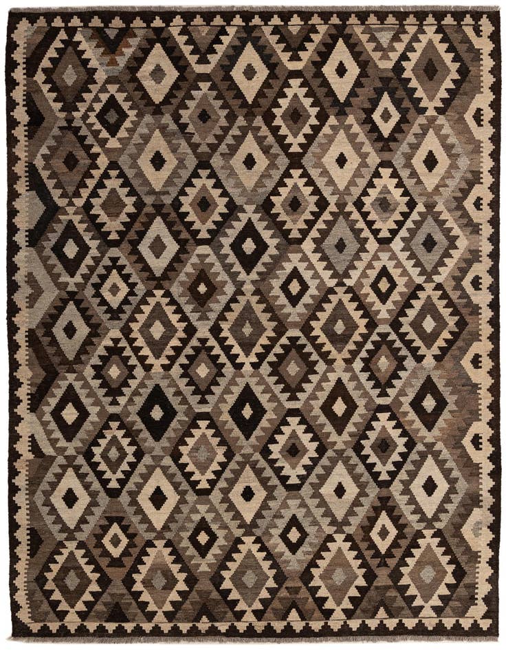 Detail image of 6' 8 x 9' 8 Hand Woven Kilim Maymana Wool Rug