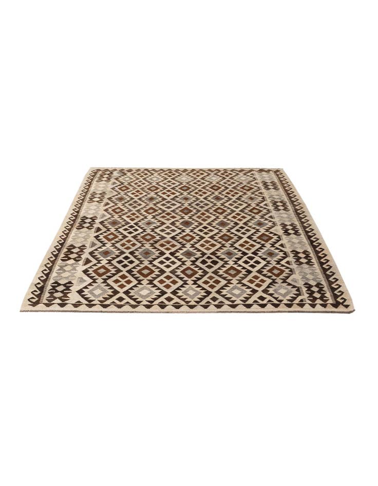 Detail image of 6' 10 x 9' 7 Hand Woven Kilim Maymana Wool Rug