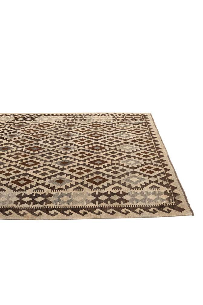 6' 10 x 9' 7 Hand Woven Kilim Maymana Wool Rug