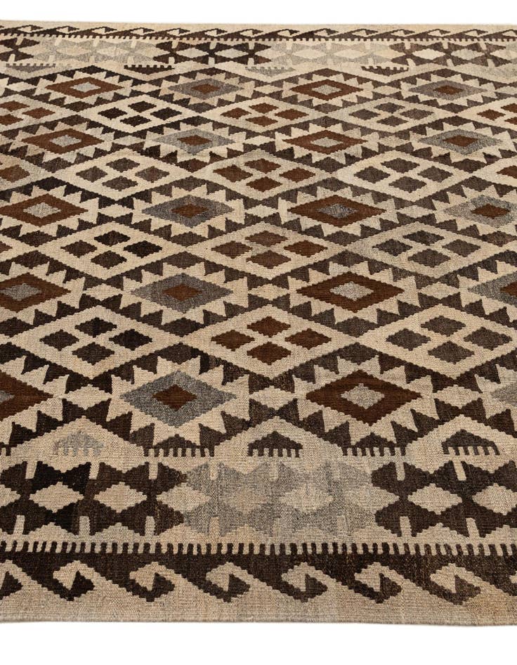 Detail image of 6' 10 x 9' 7 Hand Woven Kilim Maymana Wool Rug