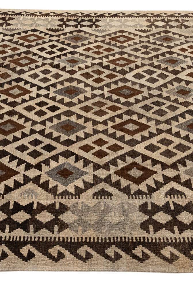 6' 10 x 9' 7 Hand Woven Kilim Maymana Wool Rug