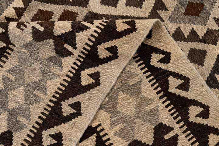 6' 10 x 9' 7 Hand Woven Kilim Maymana Wool Rug