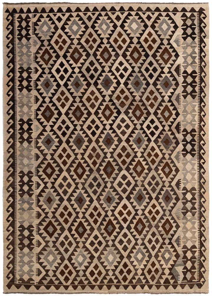 6' 10 x 9' 7 Hand Woven Kilim Maymana Wool Rug