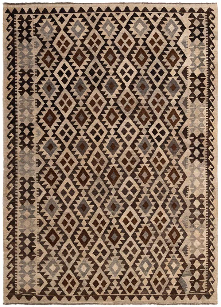 6' 10 x 9' 7 Hand Woven Kilim Maymana Wool Rug