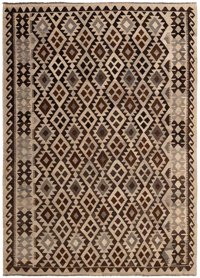 Detail image of 6' 10 x 9' 7 Hand Woven Kilim Maymana Wool Rug