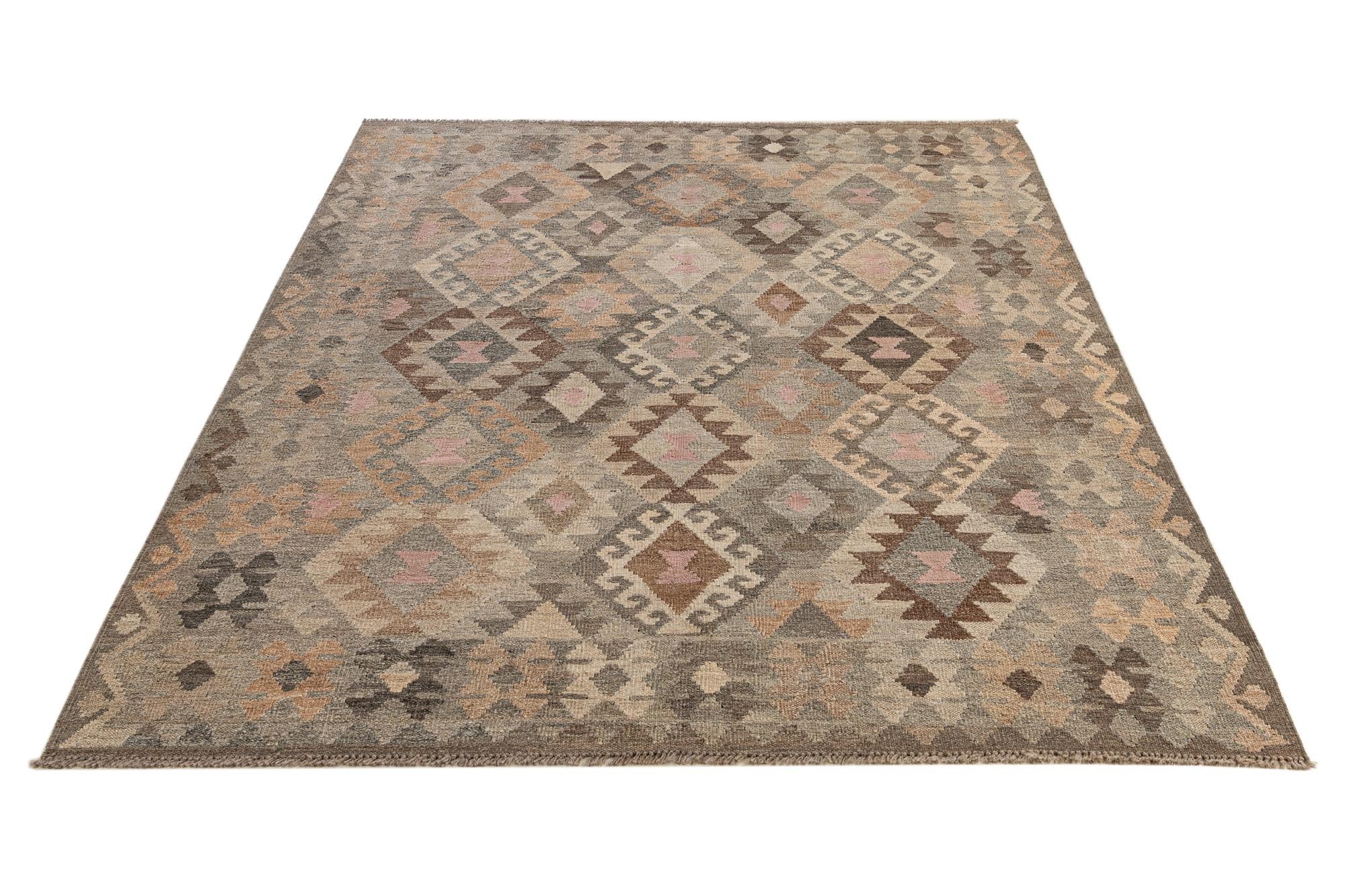5' 8 x 7' 11 Hand Knotted Kilim Maymana Wool Rug