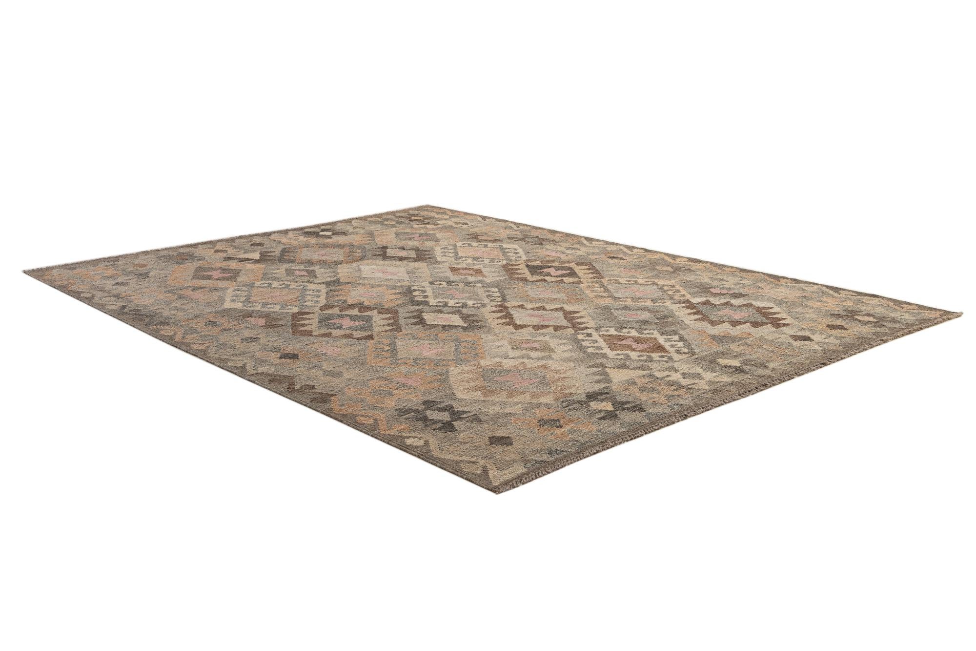 5' 8 x 7' 11 Hand Knotted Kilim Maymana Wool Rug