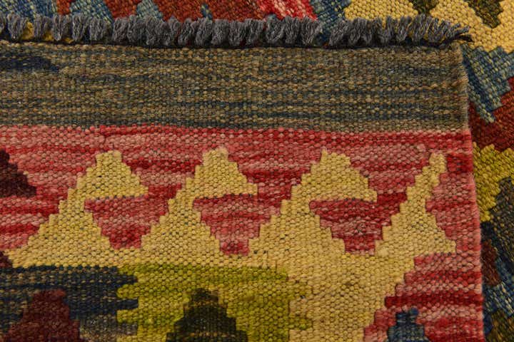 3' 2 x 4' 10 Hand Woven Kilim Maymana Wool Rug