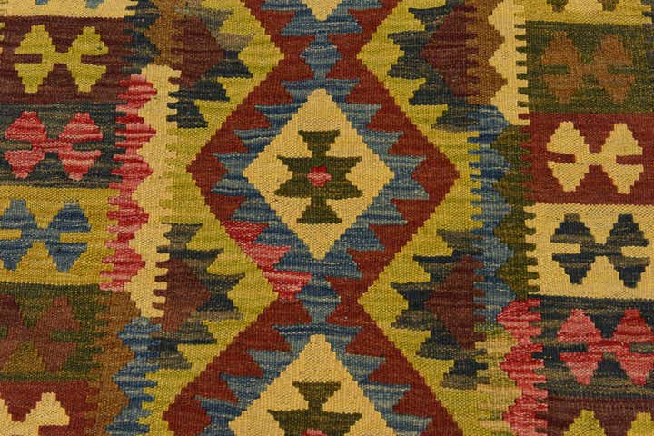 3' 2 x 4' 10 Hand Woven Kilim Maymana Wool Rug