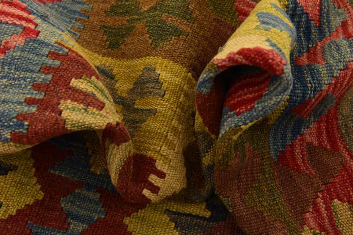3' 2 x 4' 10 Hand Woven Kilim Maymana Wool Rug
