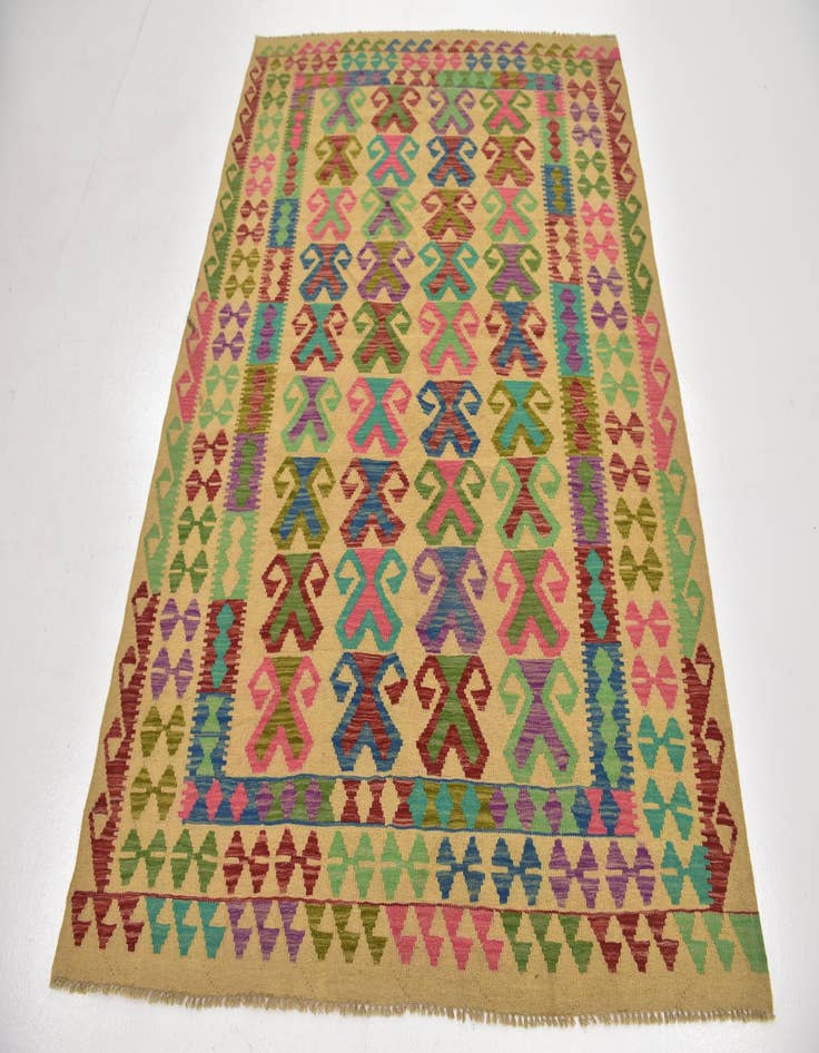 Detail image of 5' x 6' 8 Hand Woven Kilim Maymana Wool Rug