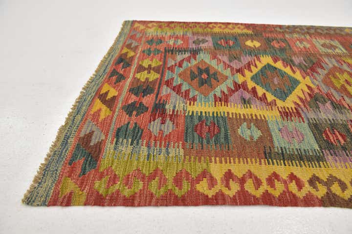 3' 3 x 4' 10 Hand Woven Kilim Maymana Wool Rug