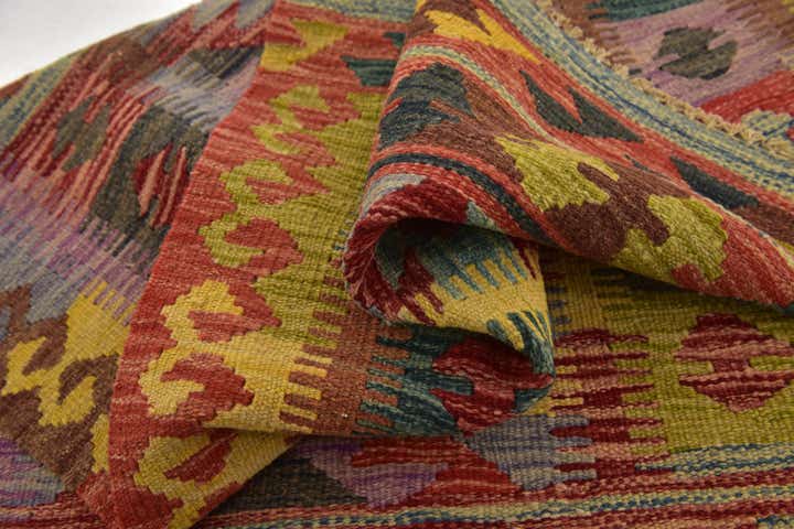 3' 3 x 4' 10 Hand Woven Kilim Maymana Wool Rug