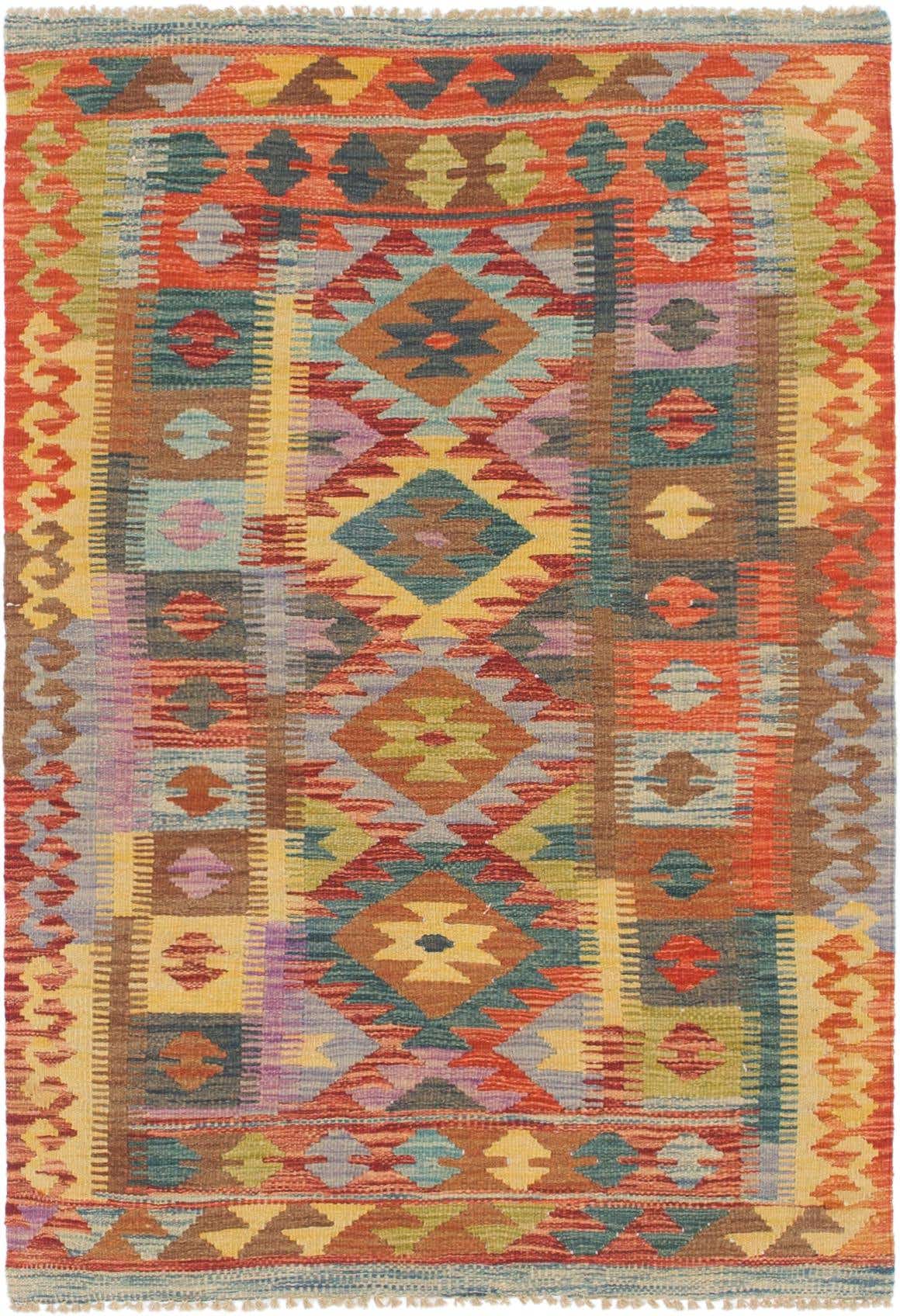 3' 3 x 4' 10 Hand Woven Kilim Maymana Wool Rug