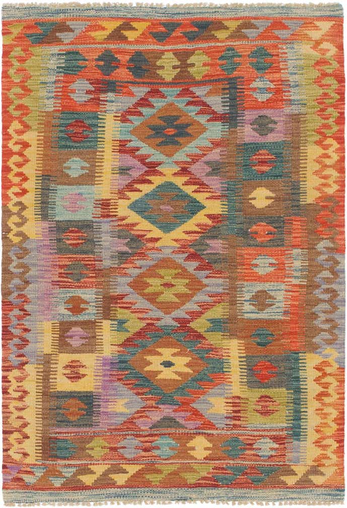 3' 3 x 4' 10 Hand Woven Kilim Maymana Wool Rug