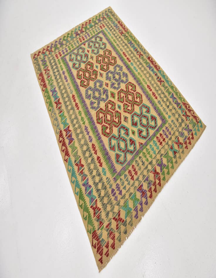 Detail image of 5' x 6' 7  Hand Woven Kilim Maymana Wool Rug