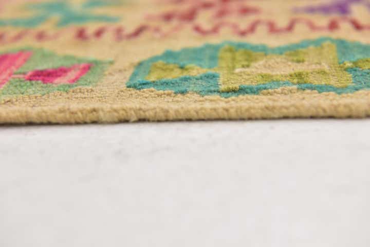 4' 2 x 6' 2 Hand Woven Kilim Maymana Wool Rug