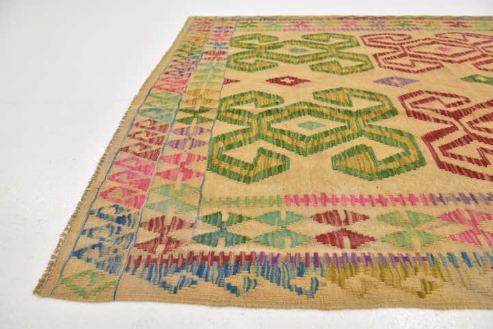 4' 9 x 6' 7 Hand Woven Kilim Maymana Wool Rug