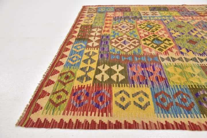 4' 10 x 6' 5 Hand Woven Kilim Maymana Wool Rug