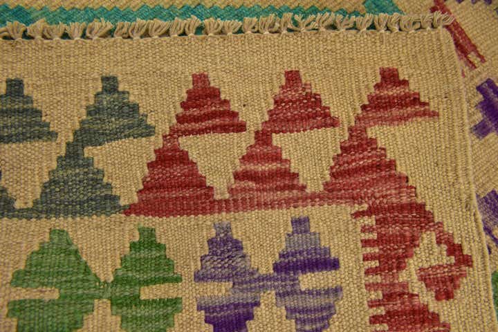 4' 10 x 6' 4 Hand Woven Kilim Maymana Wool Rug