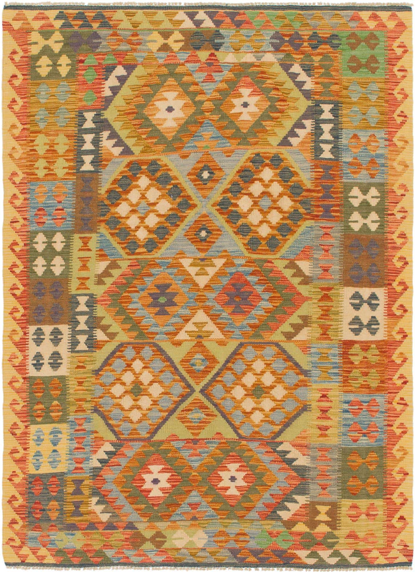 4' 9 x 6' 5 Hand Woven Kilim Maymana Wool Rug