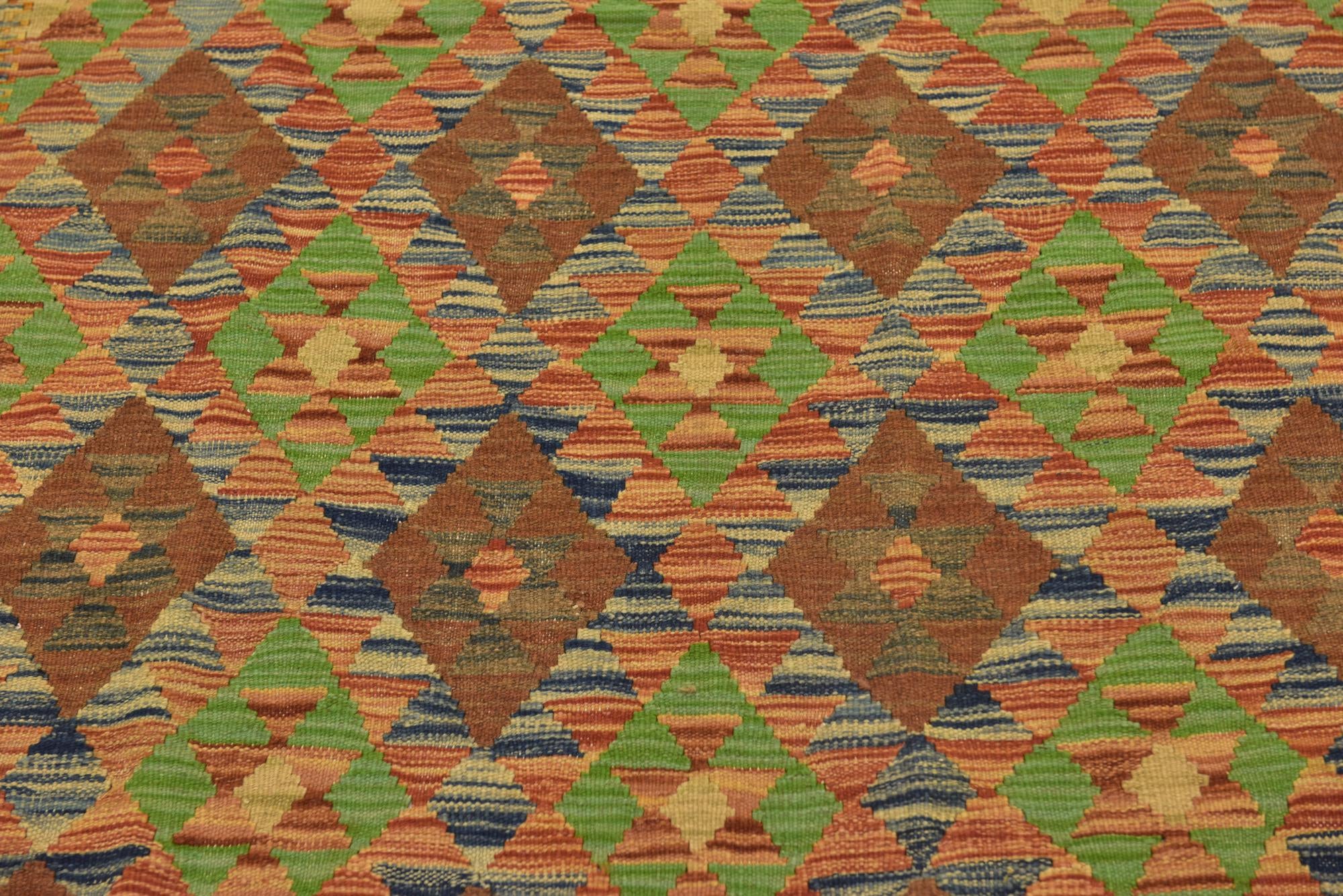 5' x 6' 10 Hand Woven Kilim Maymana Wool Rug