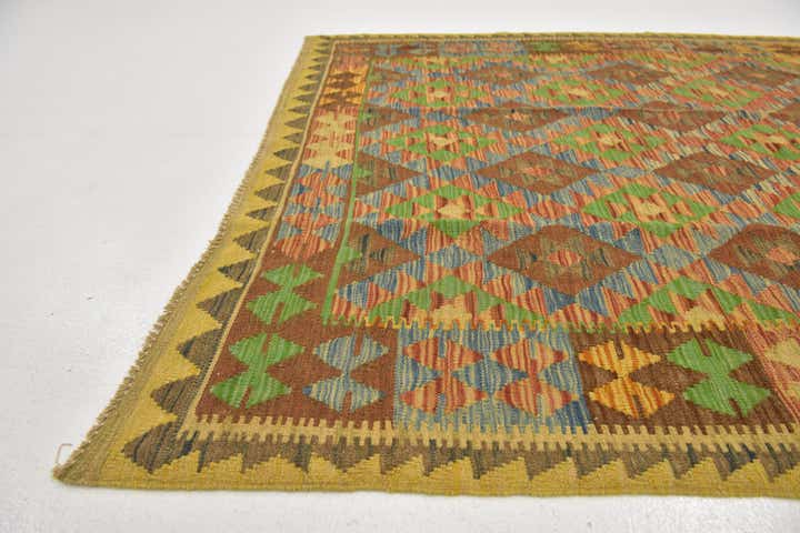 5' x 6' 10 Hand Woven Kilim Maymana Wool Rug