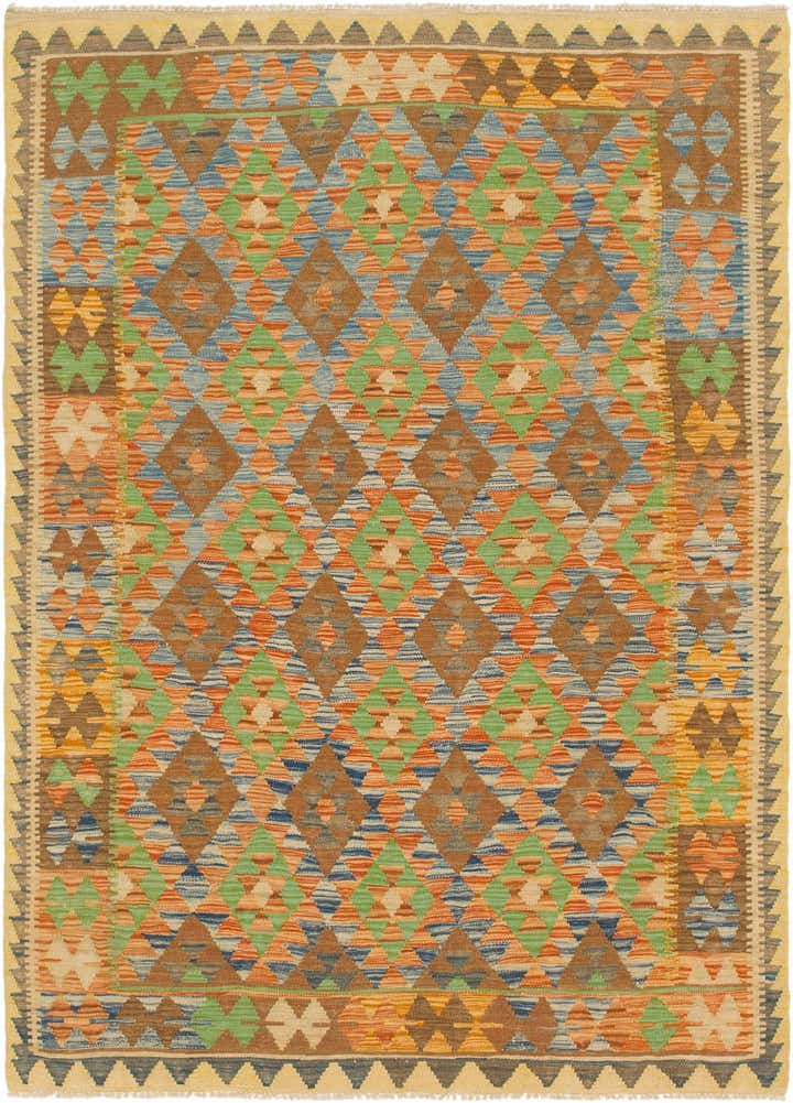5' x 6' 10 Hand Woven Kilim Maymana Wool Rug