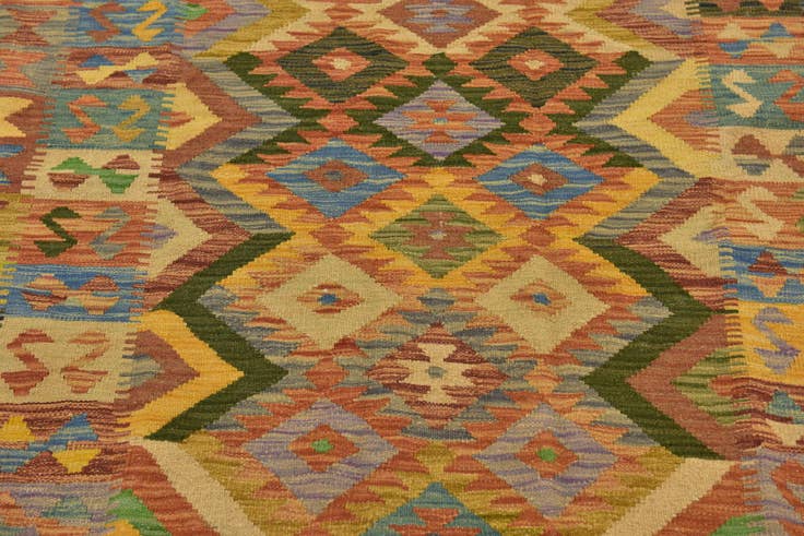 Detail image of 4' 7 x 6' 5 Hand Woven Kilim Maymana Wool Rug