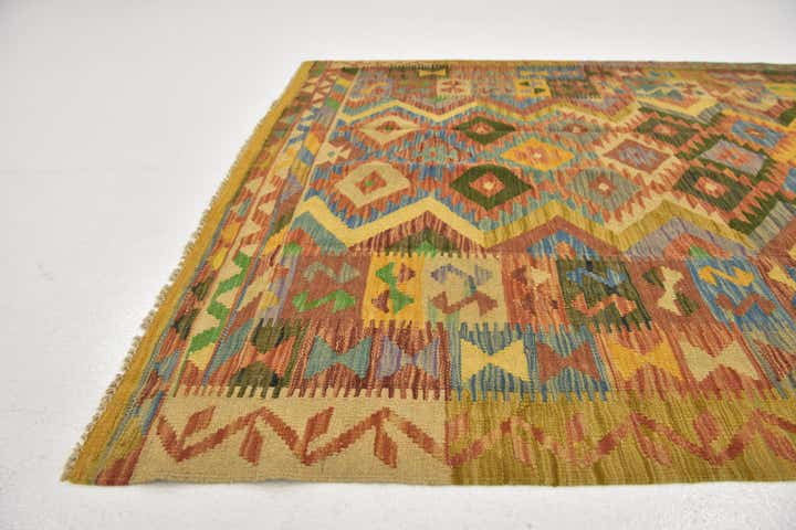4' 7 x 6' 5 Hand Woven Kilim Maymana Wool Rug