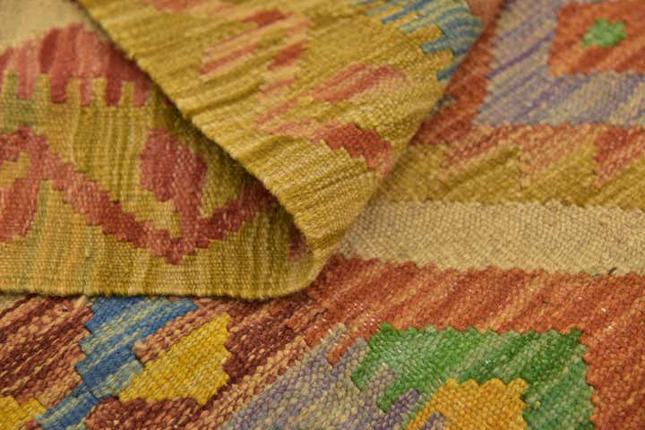 4' 7 x 6' 5 Hand Woven Kilim Maymana Wool Rug