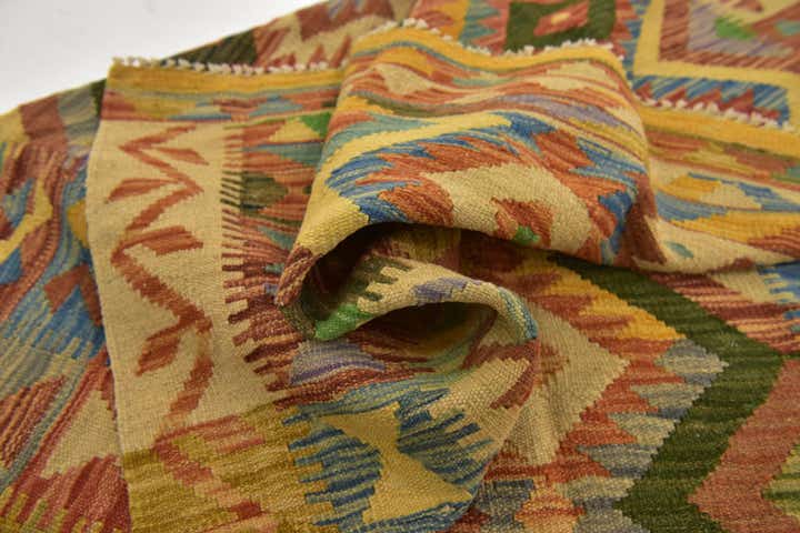 4' 7 x 6' 5 Hand Woven Kilim Maymana Wool Rug