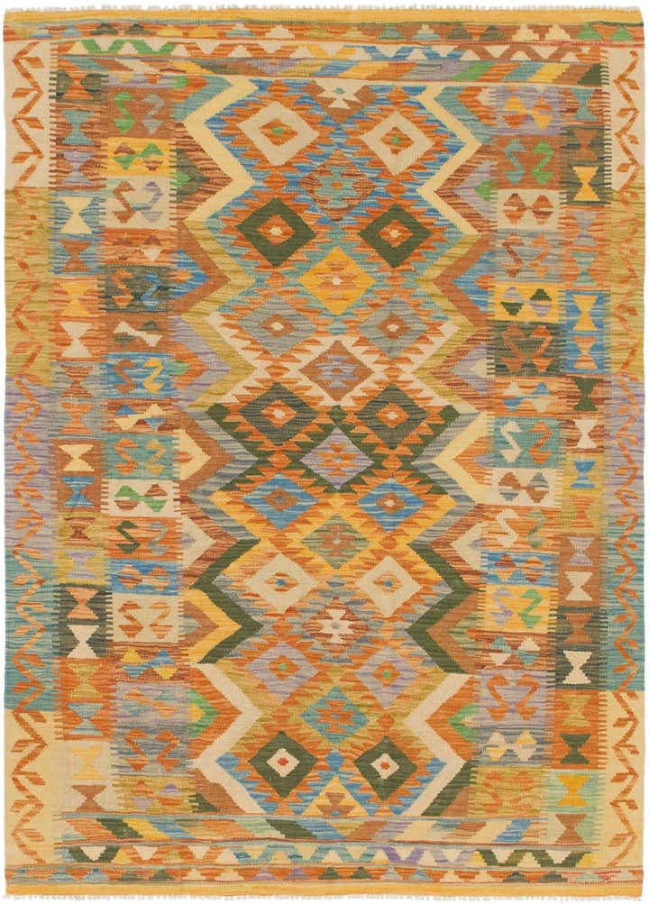 4' 7 x 6' 5 Hand Woven Kilim Maymana Wool Rug