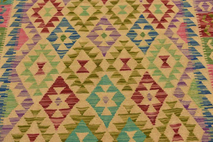 4' 10 x 6' 5 Hand Woven Kilim Maymana Wool Rug