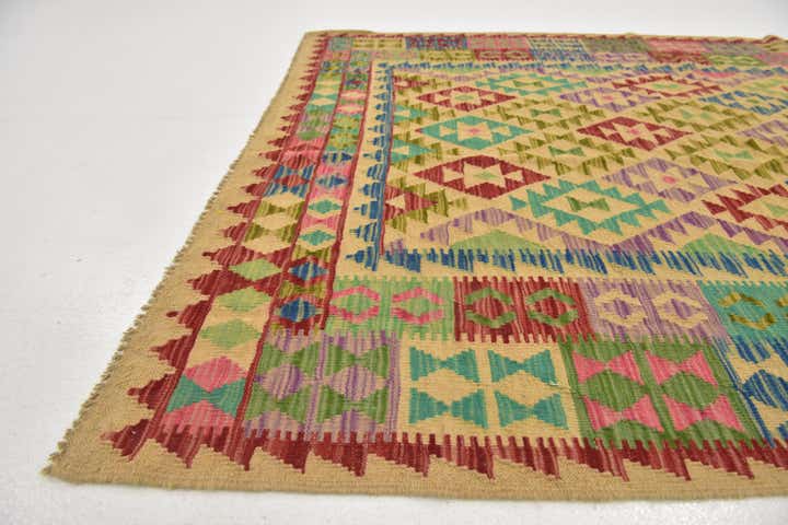 4' 10 x 6' 5 Hand Woven Kilim Maymana Wool Rug