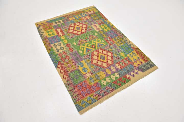 3' 4 x 5' Hand Woven Kilim Maymana Wool Rug